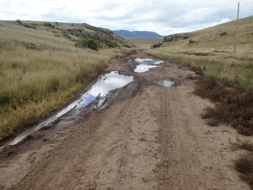 GDMBR: Now we have to walk the bike around puddles and wet edges.